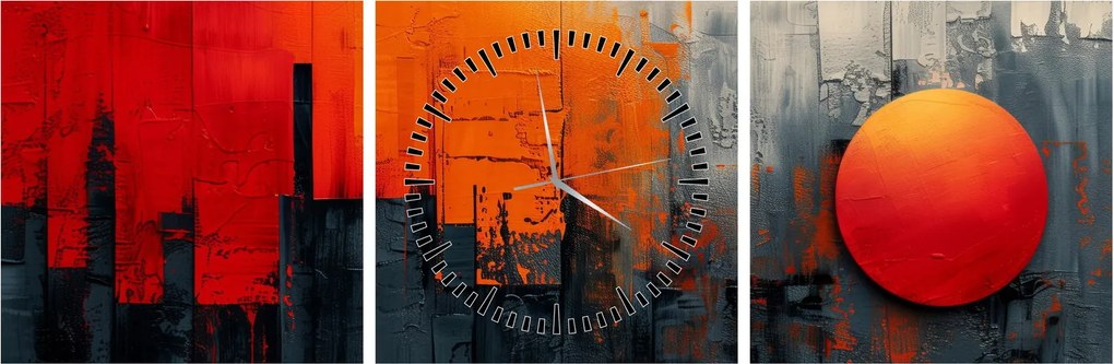 Tablou - Pictura abstractă a orașului (cu ceas) (90x30 cm)