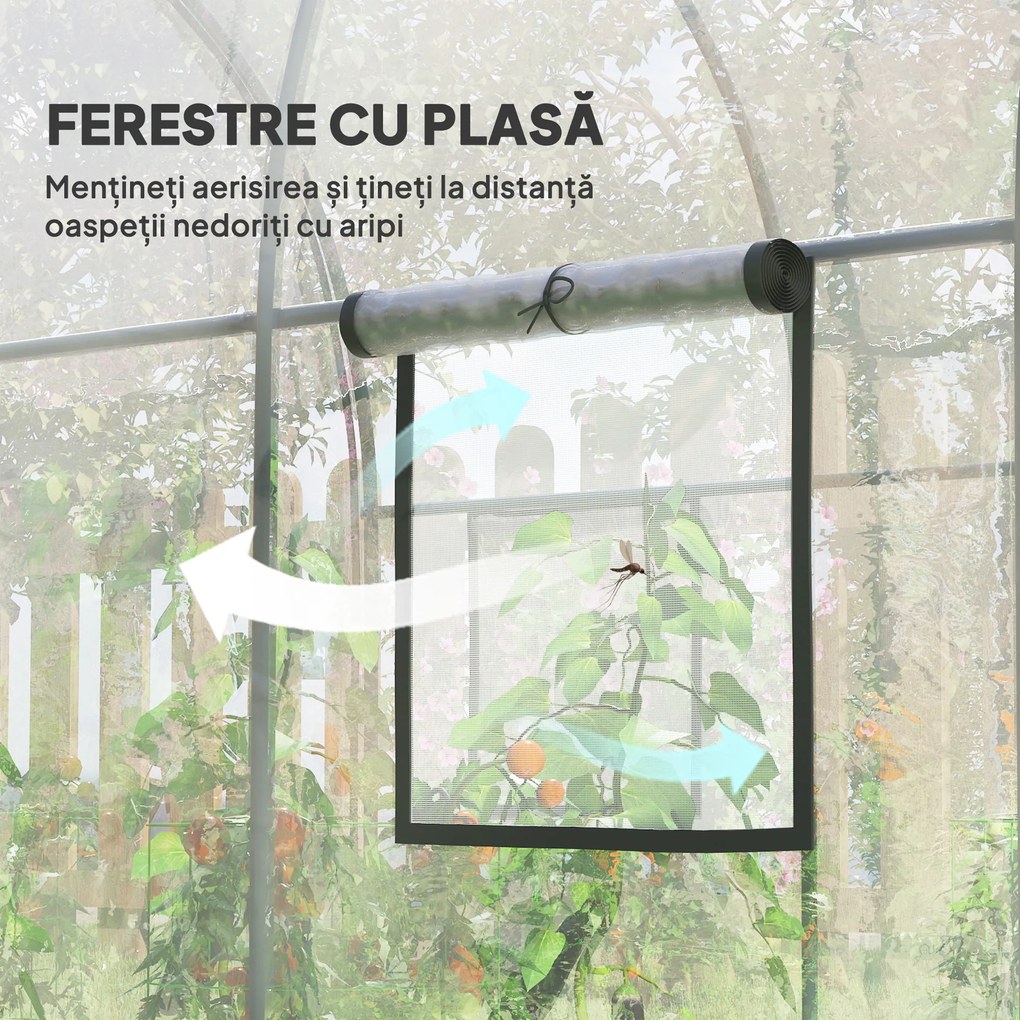 Outsunny Sera 3 x 2 x 2m cu Usa Rulanta si Fereastra, Transparent | Aosom Romania