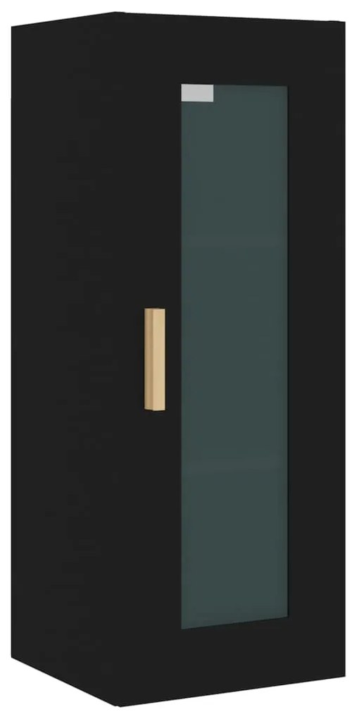 Dulap inalt, negru, 34,5x34x180 cm, lemn prelucrat