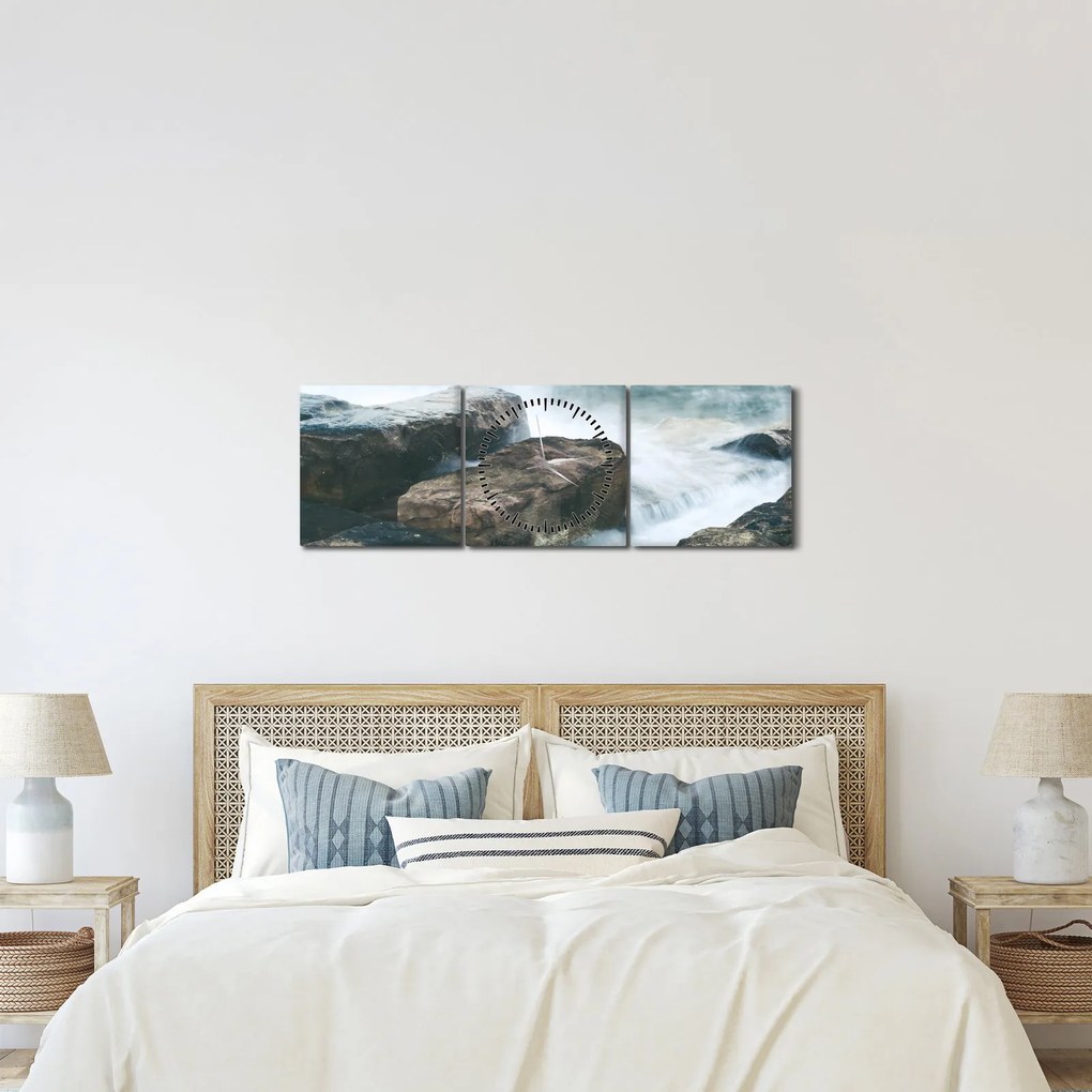 Tablou - puterea apei (cu ceas) (90x30 cm)