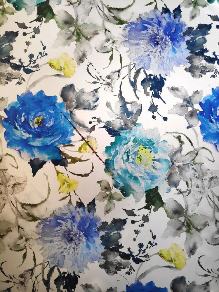 Draperie blackout flori albastre Dim Out Abril Allov Azul 300 cm