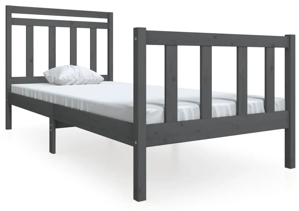 3100686 vidaXL Cadru pat, gri, 90x190 cm, lemn masiv simplu