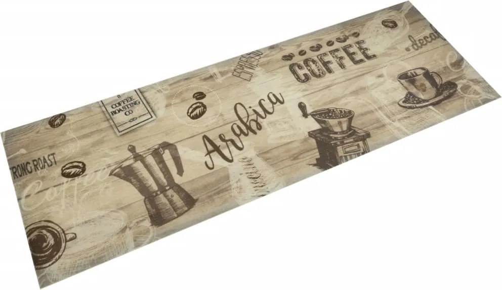vidaXL Covor de bucătărie lavabil Coffee, maro, 60x180 cm, catifea