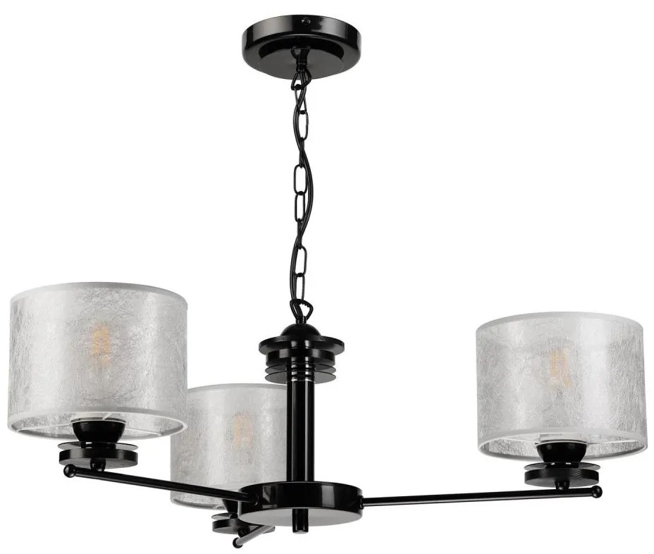 Candelabru suspendat ROSA cu lanț 3xE27/60W/230V negru/gri