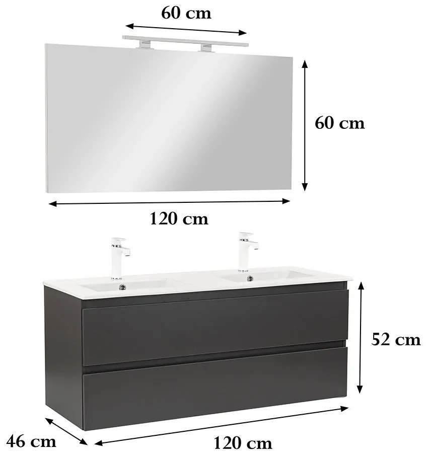 Mobilier complet de baie Vario Forte 120 antracit-antracit