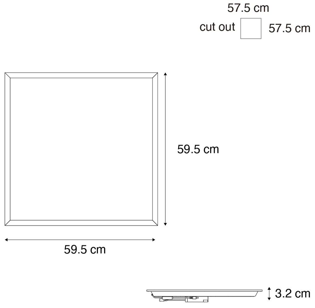 Panou LED incastrat alb patrat incl. LED 3000K - 6500K cu comutator DIP - Seagal