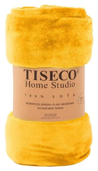 Cuvertură galben ocru din micropluș pentru pat dublu 220x240 cm Cosy - Tiseco Home Studio