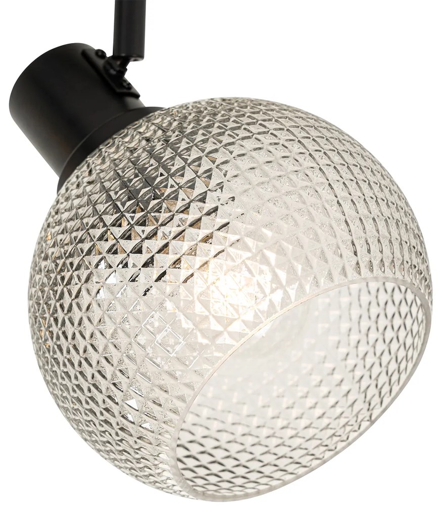 Spot de design negru cu sticlă fumurie cu 3 lumini - Chico