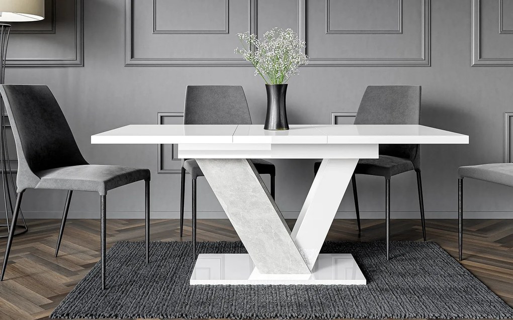 Masă lemn masiv alb Dining extensibilă Harmonique 120/160x80 cm