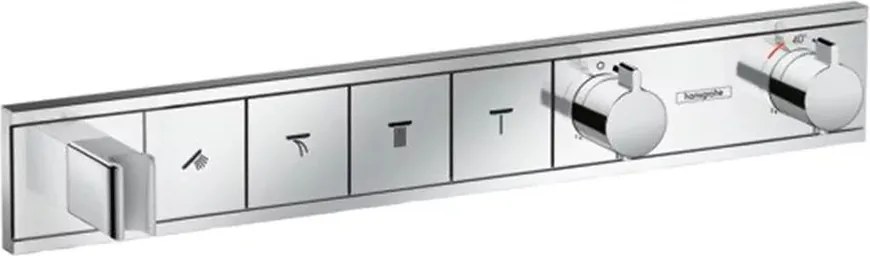 Baterie cada - dus incastrata Hansgrohe RainSelect termostatata crom lucios 4 functii cu porter