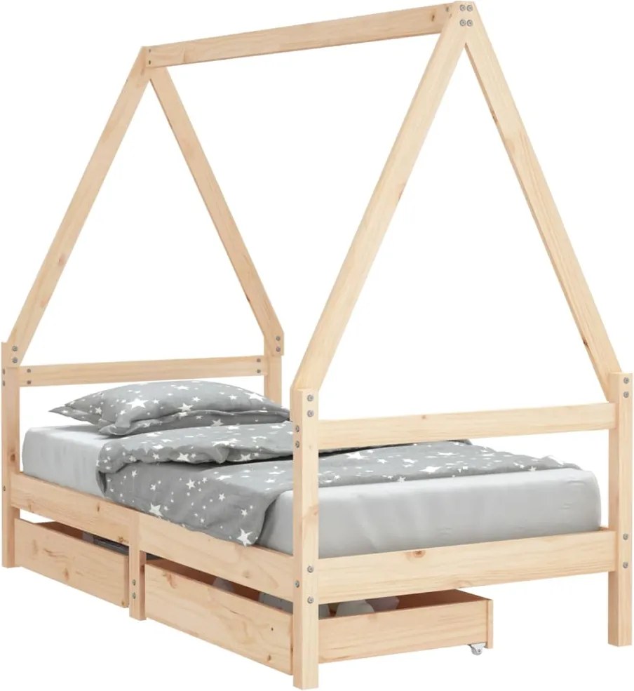 vidaXL Cadru de pat copii cu sertare, 80x160 cm, lemn masiv pin