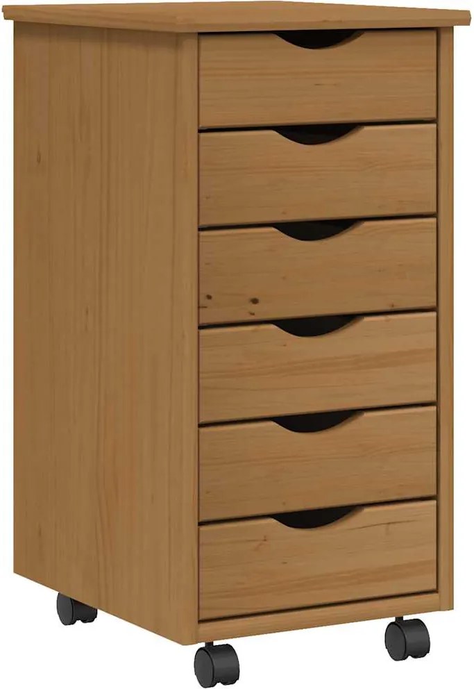 vidaXL Dulap rulant cu sertare „MOSS”, maro miere, lemn masiv de pin