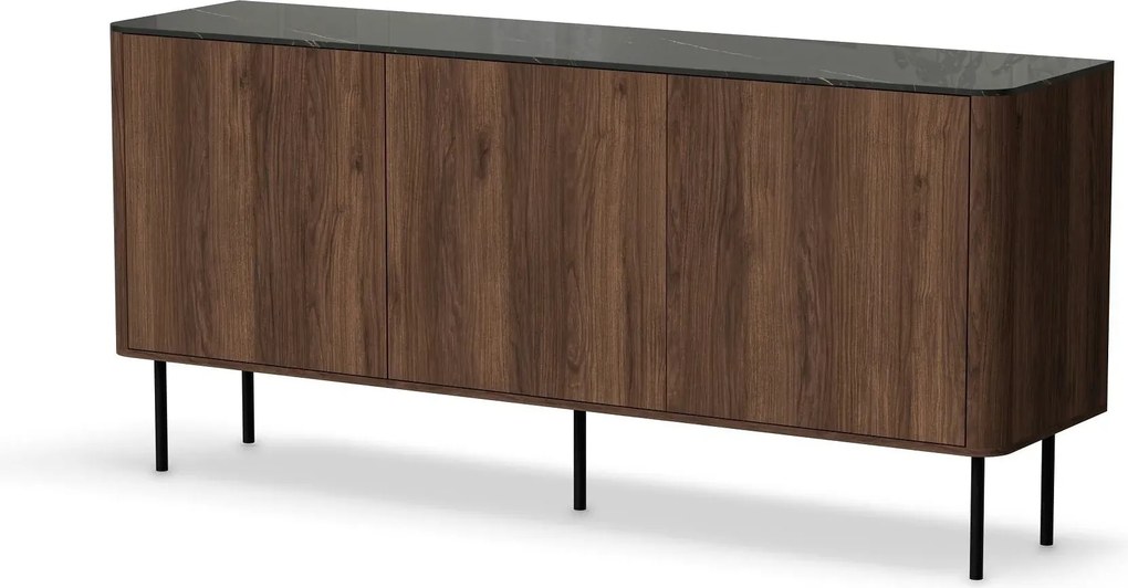 Comoda SOLANO KM-1, nuc/negru, PAL laminat, 160x40x77 cm