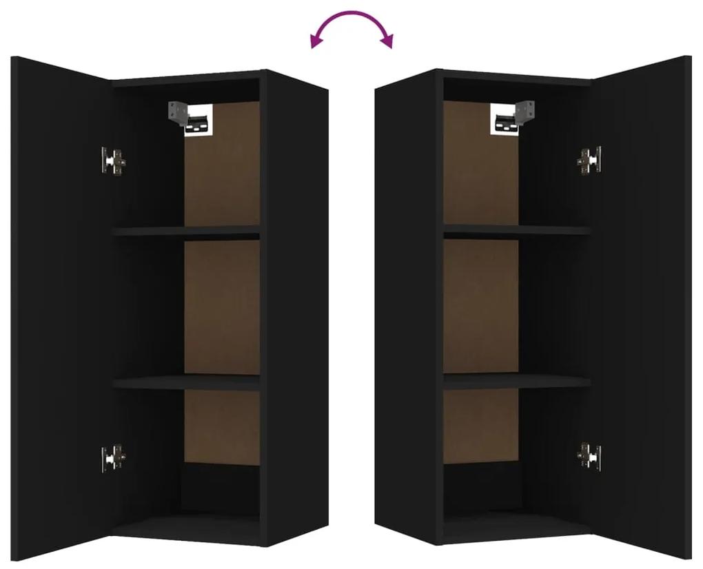 Dulap de perete, negru, 34,5x34x90 cm, lemn compozit Negru