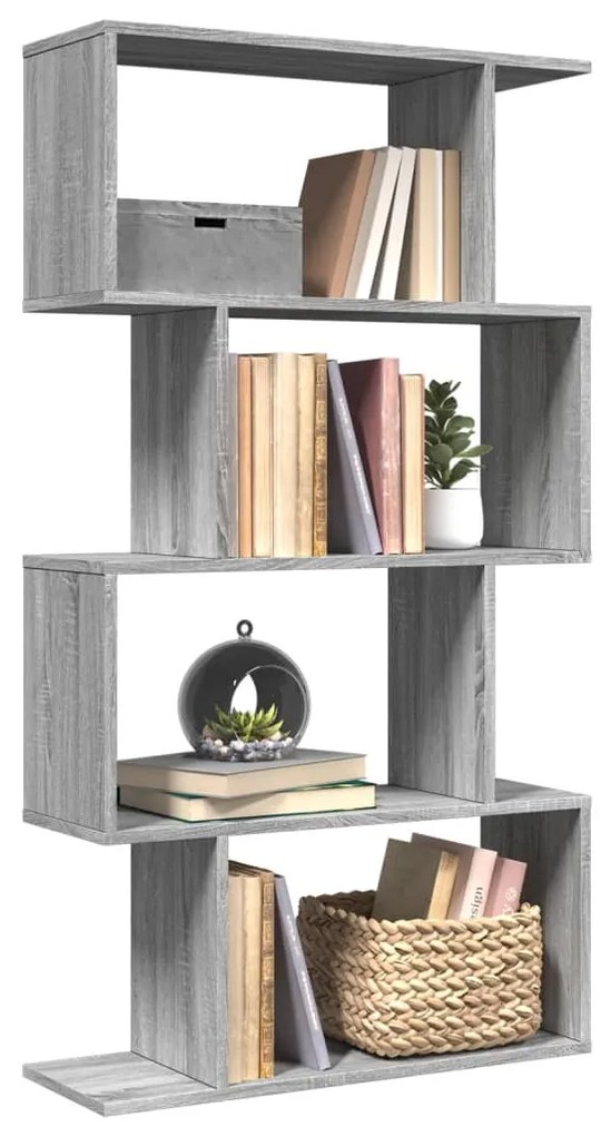 vidaXL Bibliotecă/separator 4 niveluri sonoma gri 70x24x129cm lemn