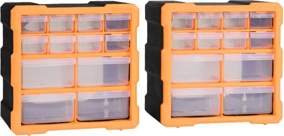 vidaXL Organizatoare cu 12 sertare, 2 buc., 26,5 x 16 x 26 cm