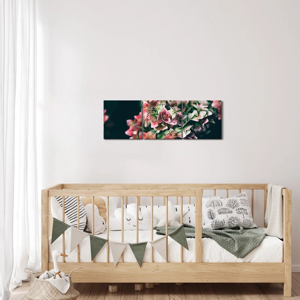 Tablou - Hortensie (cu ceas) (90x30 cm)