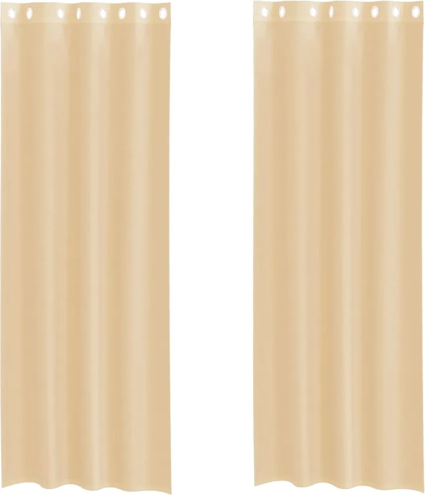 vidaXL Perdele Voile cu Oelii 2 buc Nisip