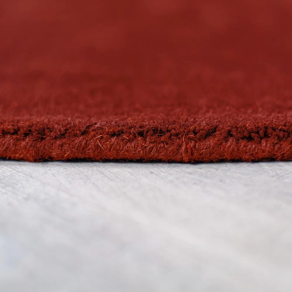 Covor cărămiziu țesut manual, rotund, din lână ø 200 cm Mia Segment – Flair Rugs