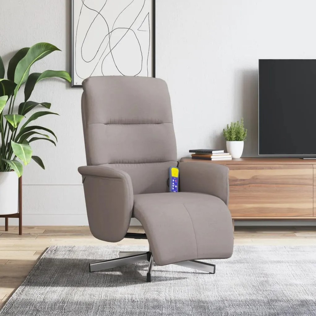 vidaXL Fotoliu masaj rabatabil cu suport picioare, gri taupe, textil