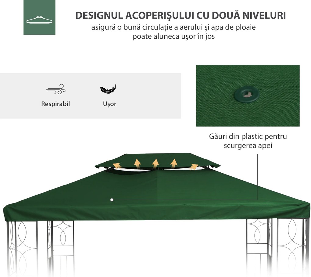 Outsunny Prelata pentru Foisor 4x3 m cu 2 Niveluri