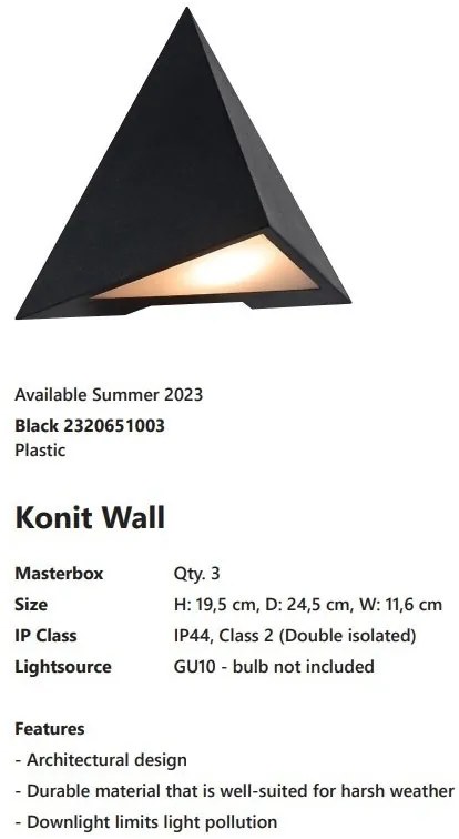 Aplica pentru perete exterior cu protectie IP44 Konit Black