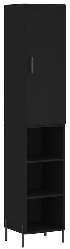 3198986 vidaXL Dulap înalt, negru, 34,5x34x180 cm, lemn prelucrat