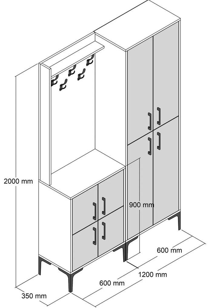 Mobilier hol Betina BA (Alb + Nuc). 1088297