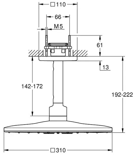 Palarie si brat de dus Grohe Rainshower Mono Cube 310 antracit periat Hard Graphite 2 functii