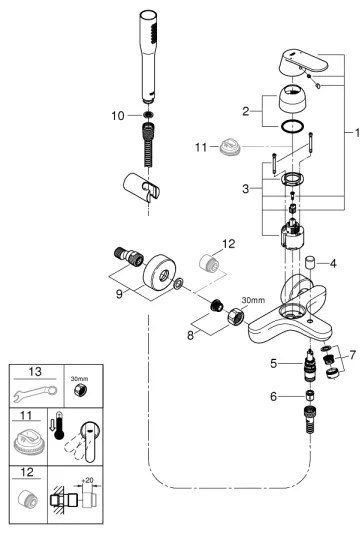 Baterie pentru cadă GROHE EUROSMART COSMOPOLITAN 32832000