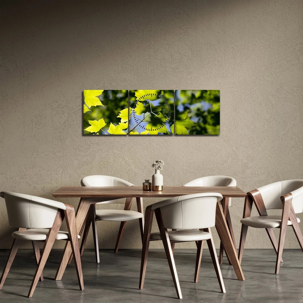 Tablou - frunze de arțar (cu ceas) (90x30 cm)