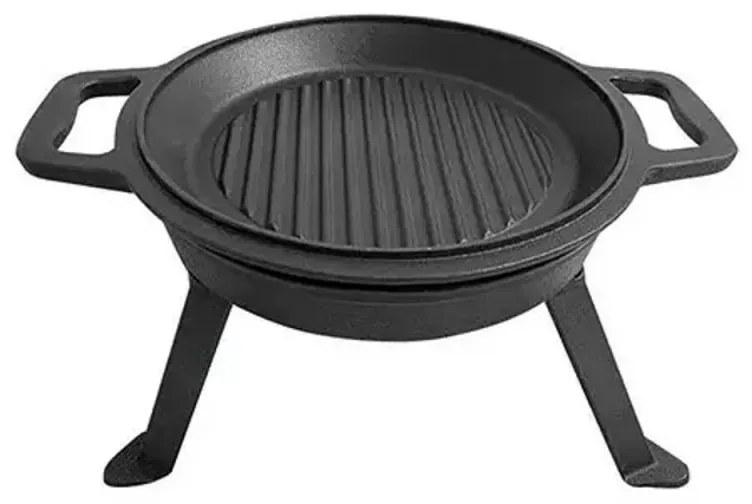 Vas de gatit din fonta 3 in 1 Kinghoff KH 1733, Vanatoresc, 8 L, Emailat, Negru