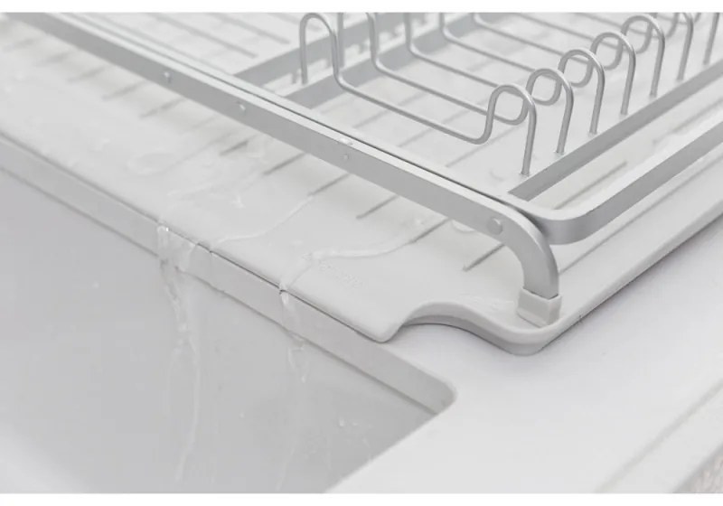 Uscator de vase Brabantia Sinkside 1000205, Tava de scurgere in chiuveta, Suport ustensile, Gri deschis