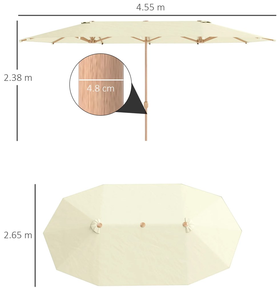 Outsunny Umbrelă de Soare cu Două Fețe și Mâner cu Manivelă Ușor de Utilizat, 455x265x238 cm, Bej | Aosom Romania