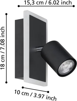 Eglo 901634 - Aplică spot de perete RIMBOCCHI LED/7W/230V, neagră