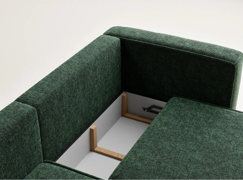 Colțar verde închis extensibil/cu spațiu de depozitare cu tapițerie din chenille (cu colț pe partea stângă/cu șezlong) Velto – Maison de Rêve