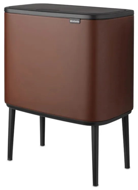 Cos pentru gunoi colectare selectiva Brabantia Bo Touch 1005548, 11+23 L, Deschidere lina si silentioasa, Deschidere mare, Maro