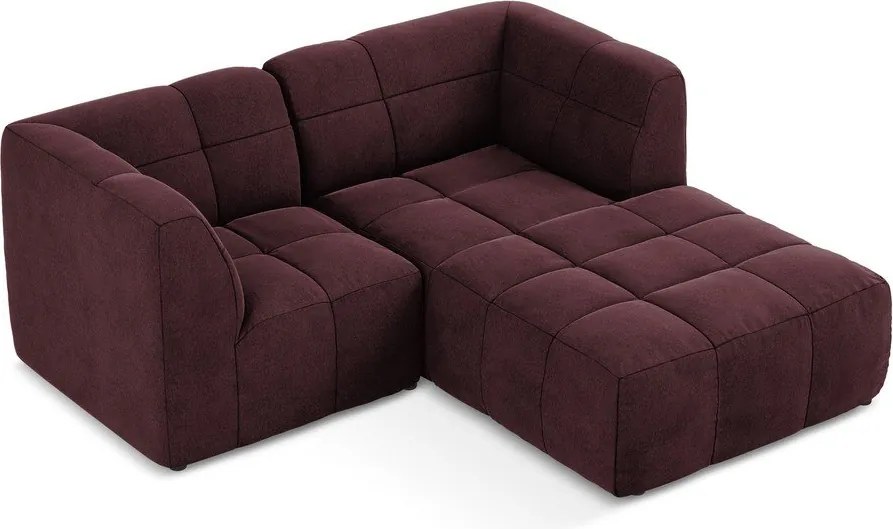 Colțar burgundy cu tapițerie din catifea (cu colț pe partea dreaptă/cu șezlong) Aloha – Makamii