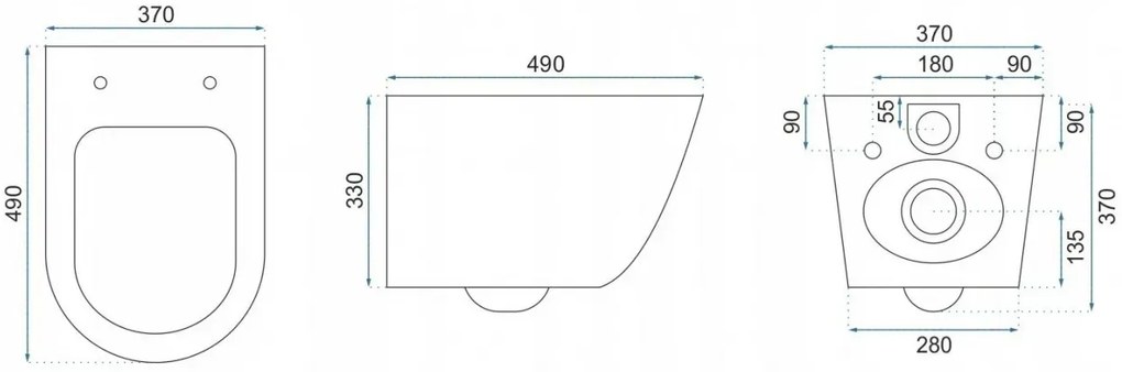 Vas wc suspendabil Carlo Mini Rimless Duroplast Flat negru/auriu