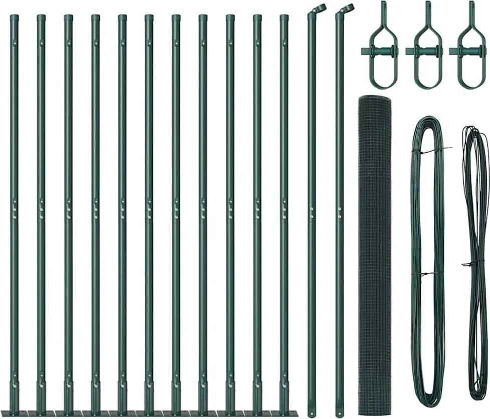 vidaXL Stâlp de gard. Verde 25 x 1,6 m (plasă de 16 x 16 mm)