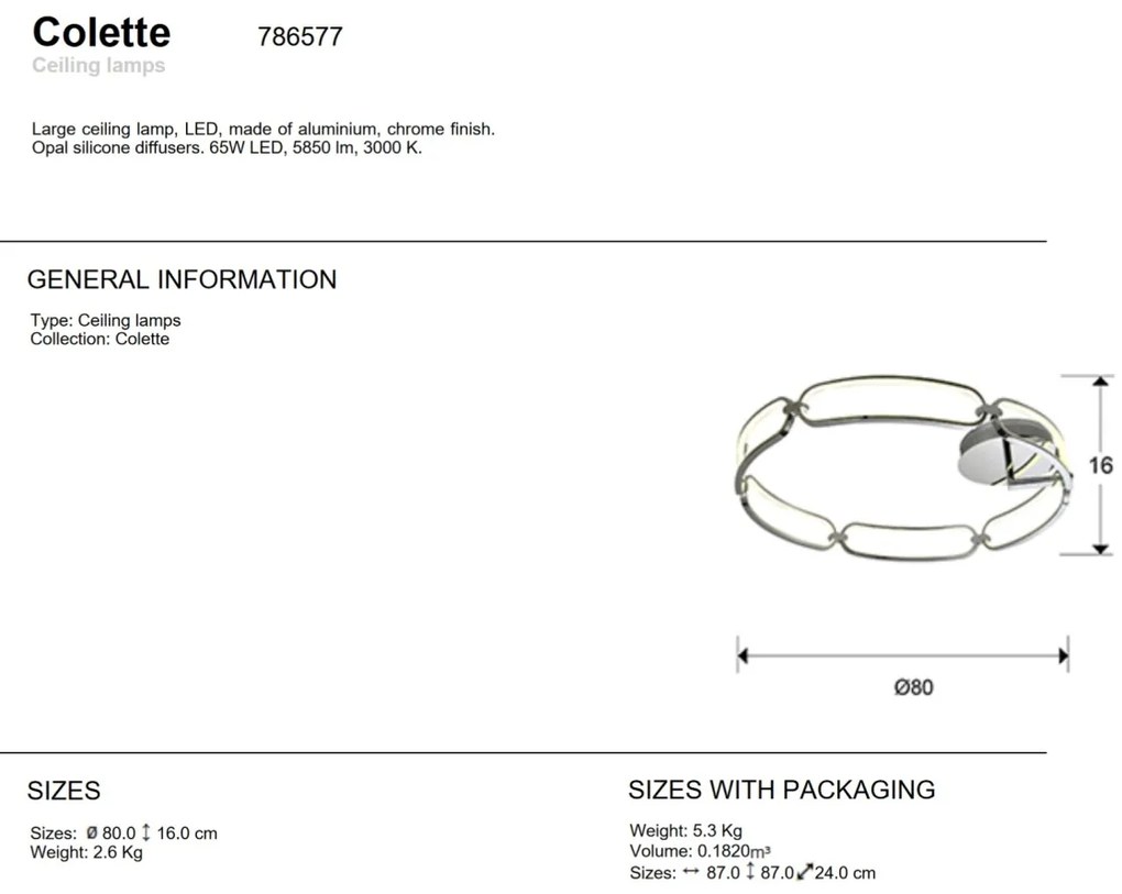 Lustra LED aplicata design ultra-modern 80cm Colette. crom