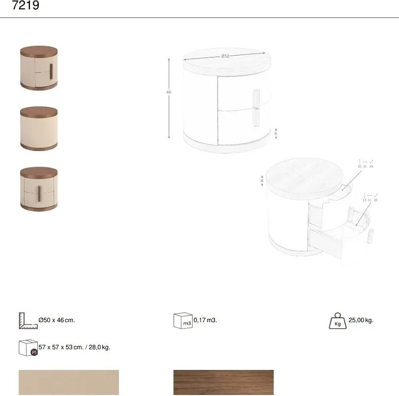 Noptiera design LUX Walnut-Leatherette Mink