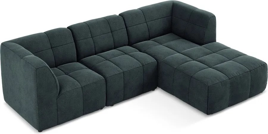 Colțar albastru cu tapițerie din catifea (cu colț pe partea dreaptă/cu șezlong) Aloha – Makamii