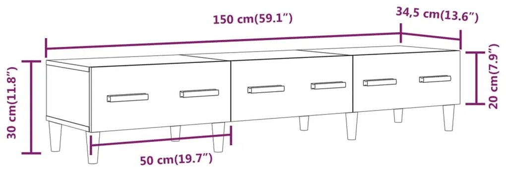 Comoda TV, stejar sonoma, 150x34,5x30 cm, lemn compozit Stejar sonoma, 1