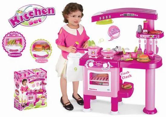 Bucătărie G21 roz pentru copii cu accesorii, mare