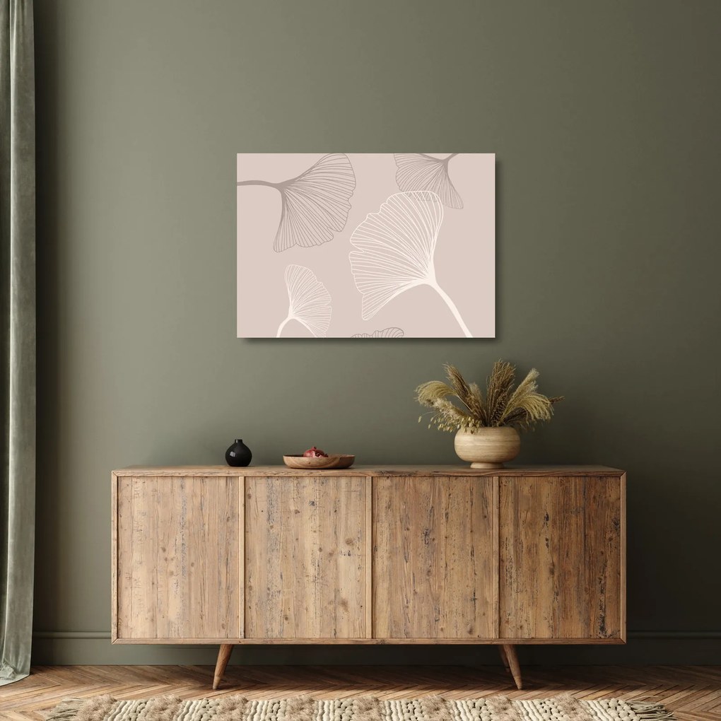Tablou pe sticlă - Frunze bej N⁰6 (70x50 cm)