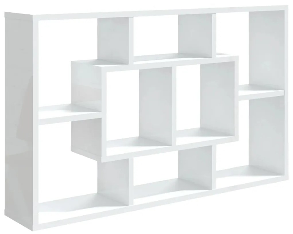 801424 vidaXL Raft de perete, alb extralucios, 85x16x52,5 cm, lemn compozit