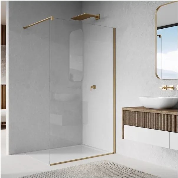 Paravan de dus tip Walk-in auriu periat SanSwiss Easy STR4P 90x200 cm