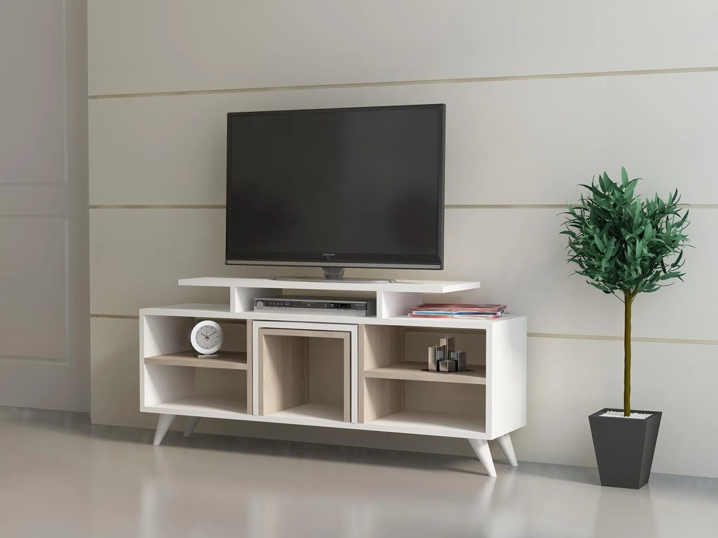Set mobilier living Kutanetta (alb + Lemn deschis). 1107121