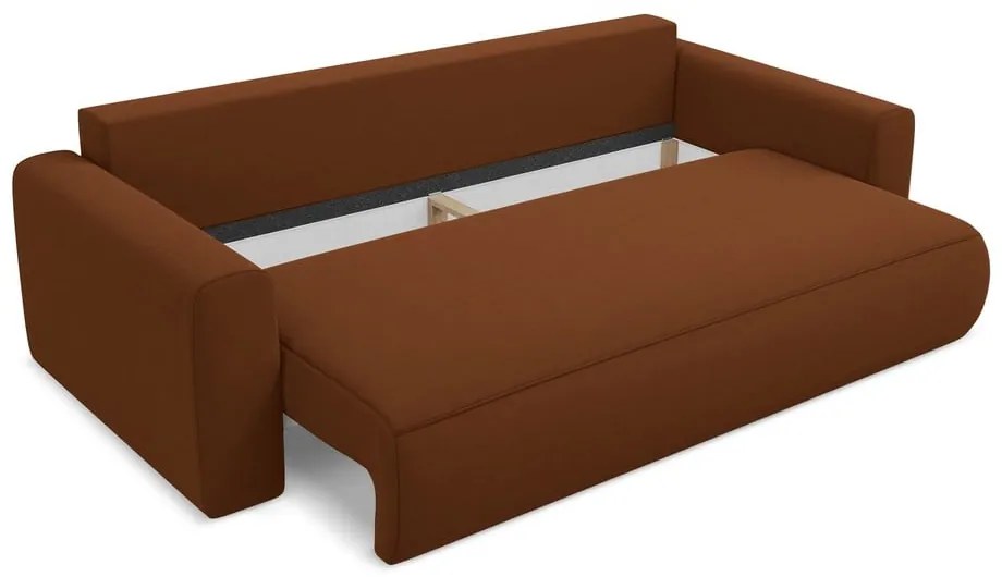 Canapea teracotă extensibilă/cu spațiu de depozitare cu tapițerie din catifea 238 cm Kapua – Makamii